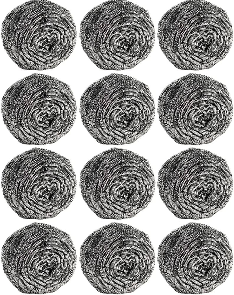 12Pcs Steel Wool Scrubber Pads for Cleaning Dishes, Pans, Pots, Ovens, Grills, Sinks - Stainless ... | Amazon (US)