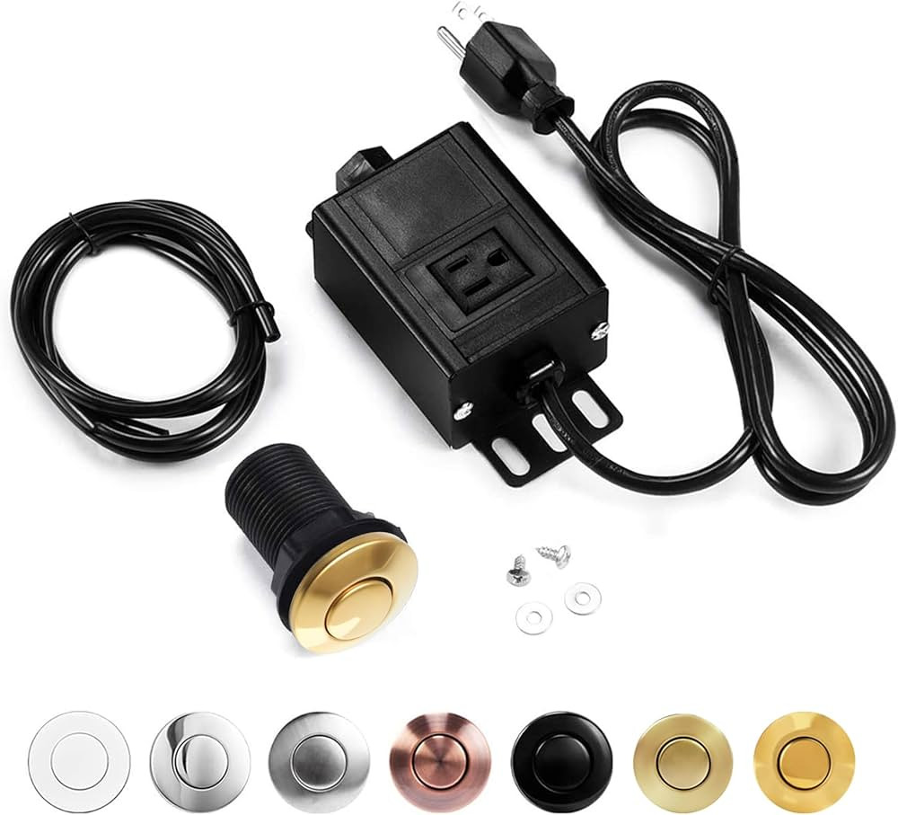 CLEESINK Garbage Disposal Air Switch Kit, Sink Top Waste Disposer 2" Polished Gold On/Off Push Bu... | Amazon (US)