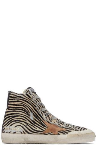 Golden Goose - Black & Off-White Francy Zebra Sneakers | SSENSE
