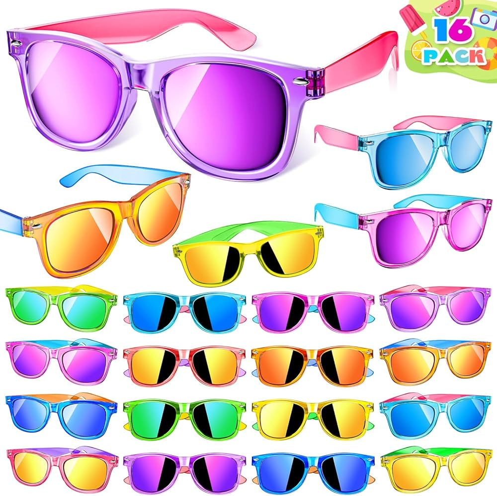 GIFTINBOX Kids Sunglasses Bulk, 16 Pack Kids Sunglasses Party Favor with UV400 Protection, Neon S... | Amazon (US)
