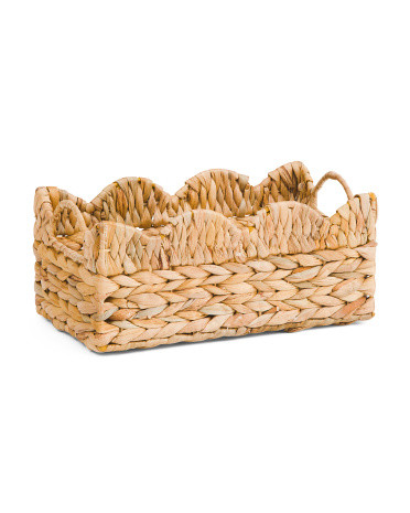 Water Hyacinth Scalloped Top Basket | TJ Maxx