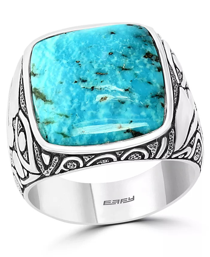 EFFY Collection EFFY® Men's Turquoise Eagle Ring in Sterling Silver - Macy's | Macy's