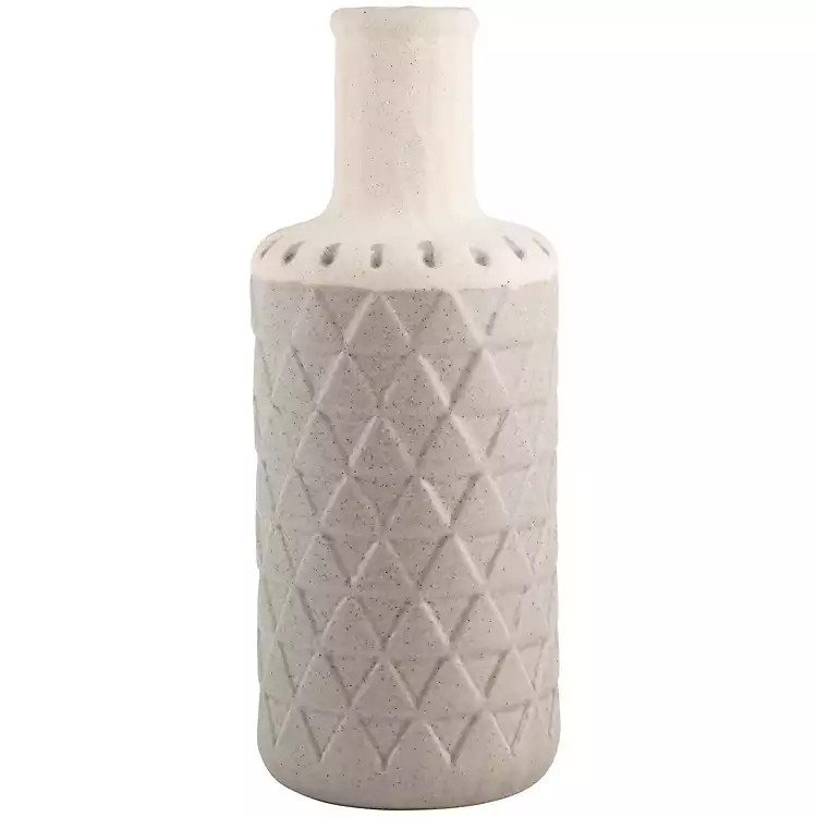 Taupe and Cream 2-Tone Textured Triangle Vase | Kirkland's Home