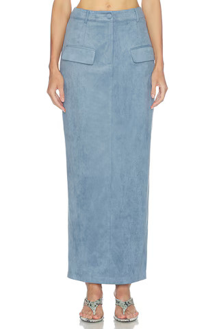 Odd Muse Faux Suede Maxi Skirt in Blue. - size XS | Revolve Clothing (Global)