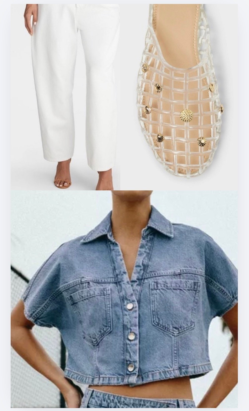 Love this denim top paired with white jeans!