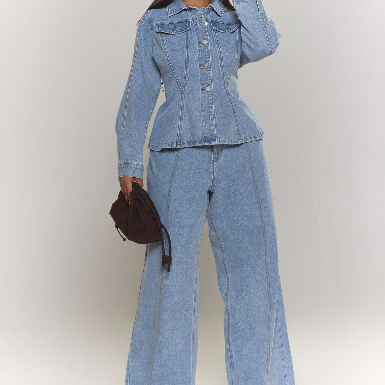 MUSERA Plus Contrast Stitch Straight Leg Jeans Autum Everyday Casual Cool Girl Streetwear  | SHEIN