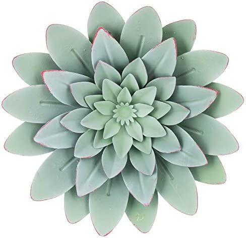 Everydecor 3D Metal Succulent Wall Decor - Green, Hand Painted, Hanging Metal Flowers Wall Decor ... | Amazon (US)