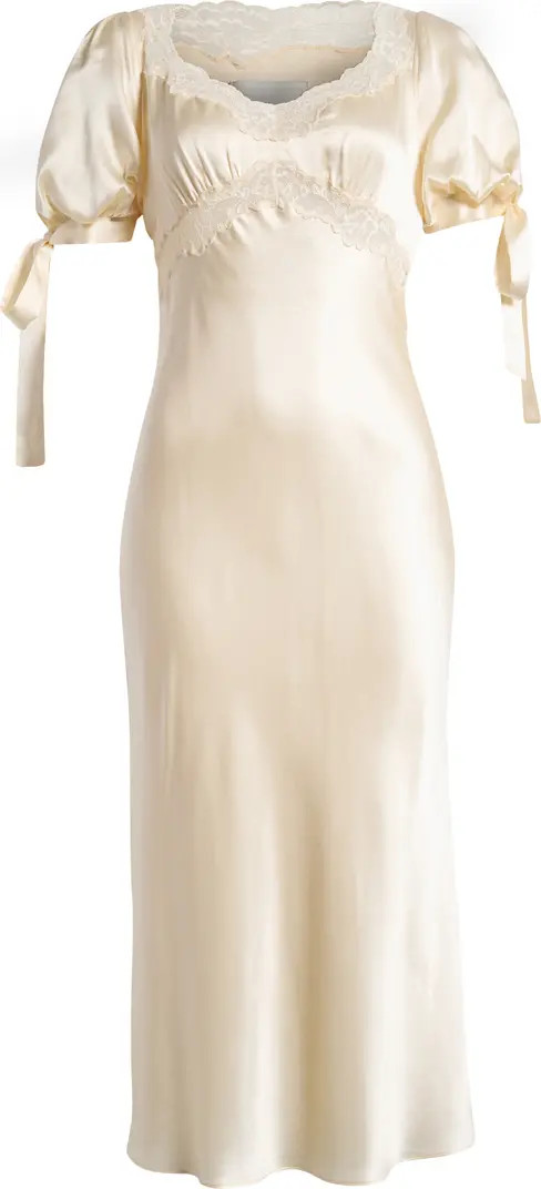 x Kacey Musgraves Stella Lace Trim Silk Midi Dress | Nordstrom