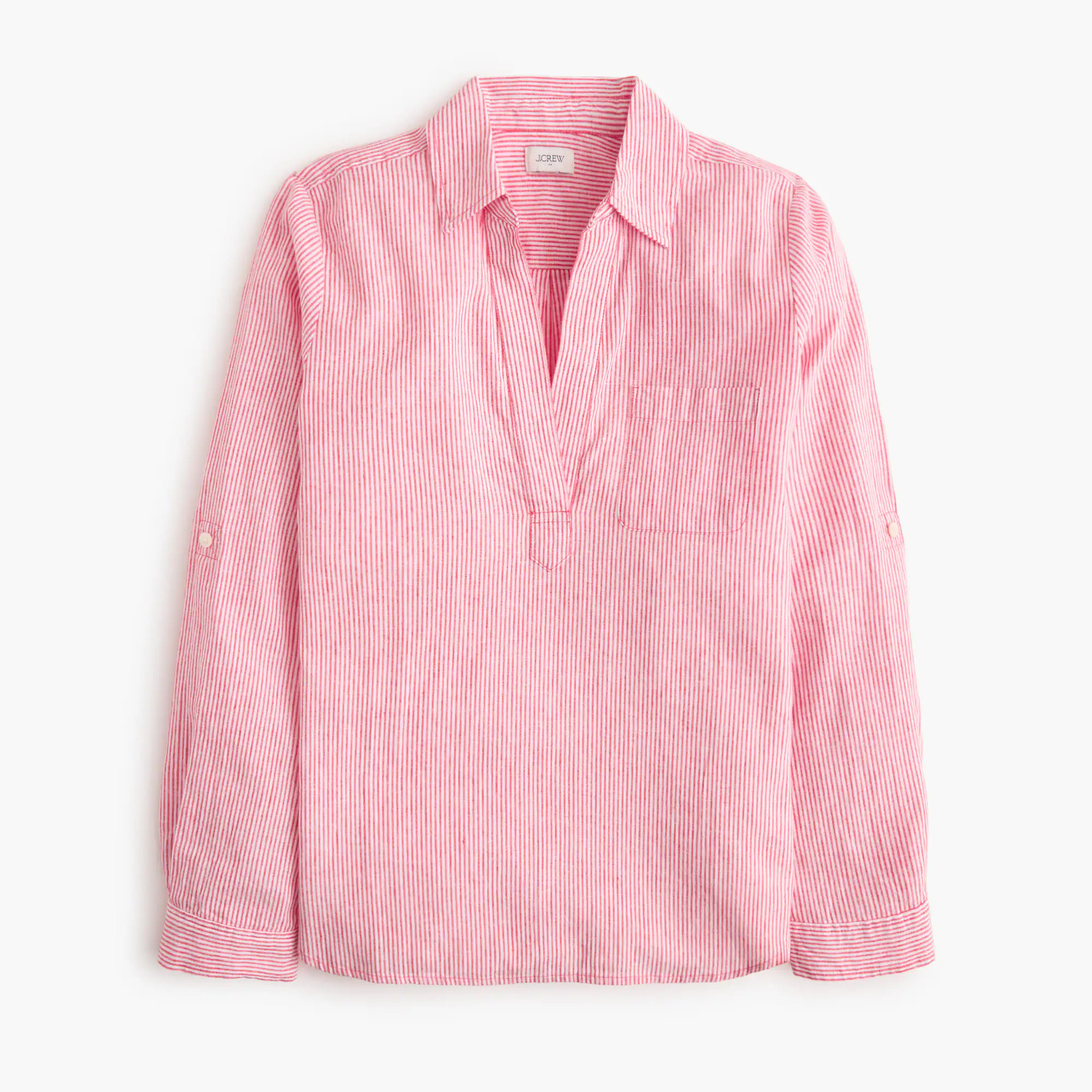 Striped linen-blend popover top | J.Crew Factory