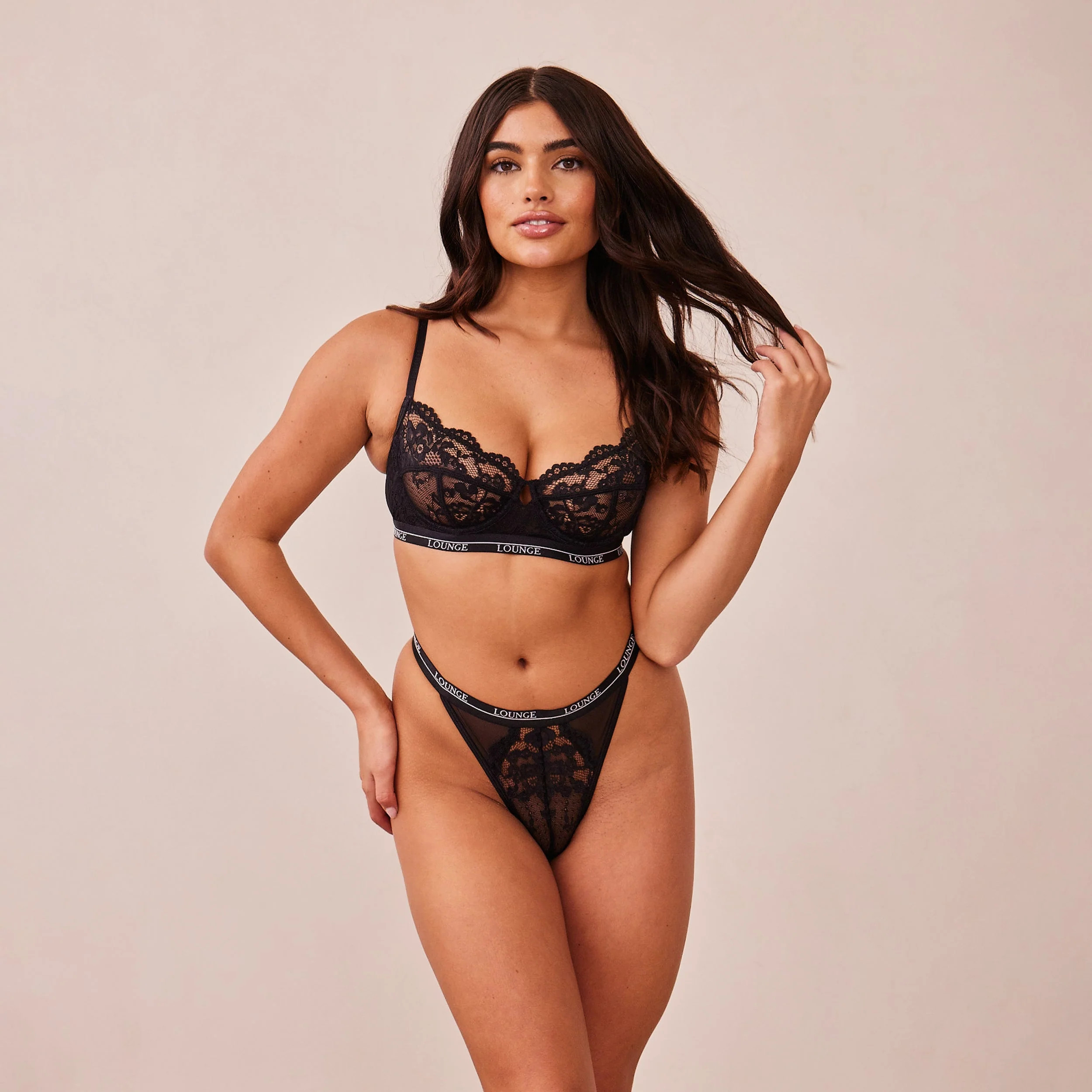 Blossom Balcony Bra & Thong Set - Black | Lounge AUS