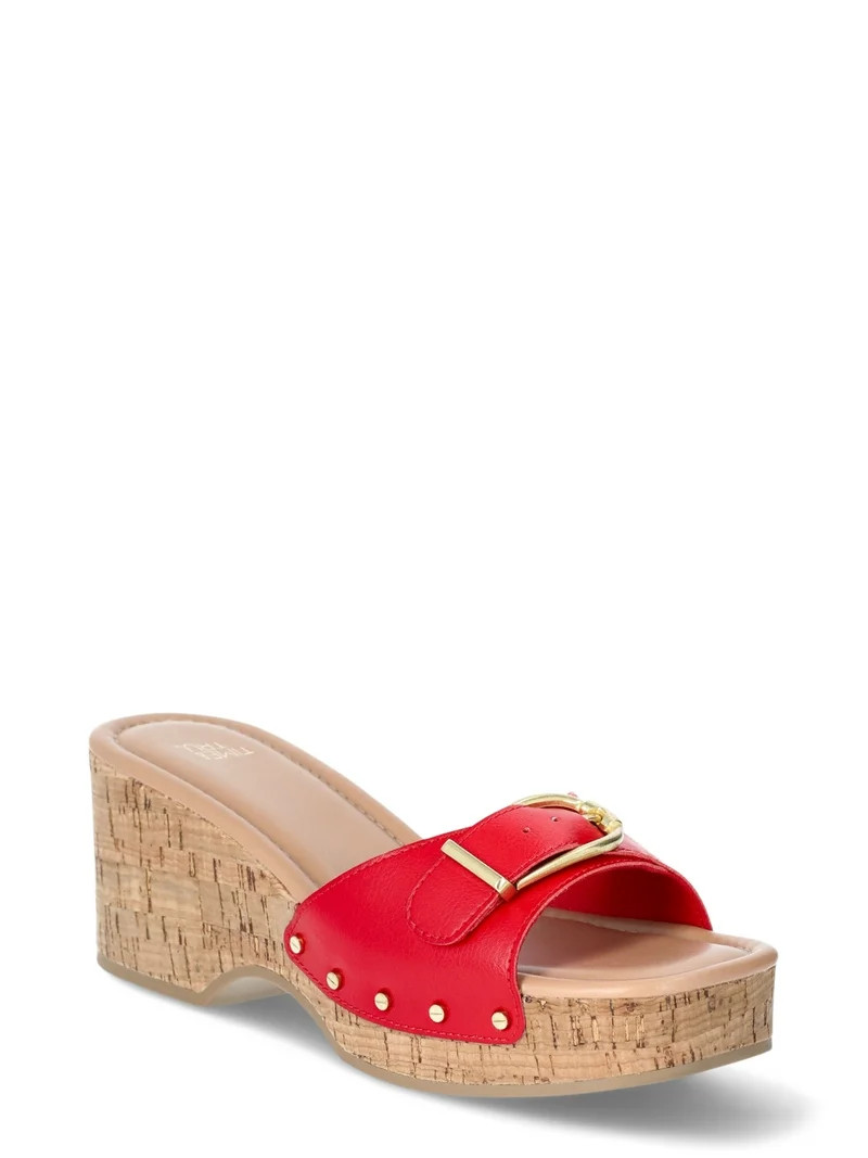 Time and Tru Women's Buckle Cork Platform Sandals | Walmart (US)