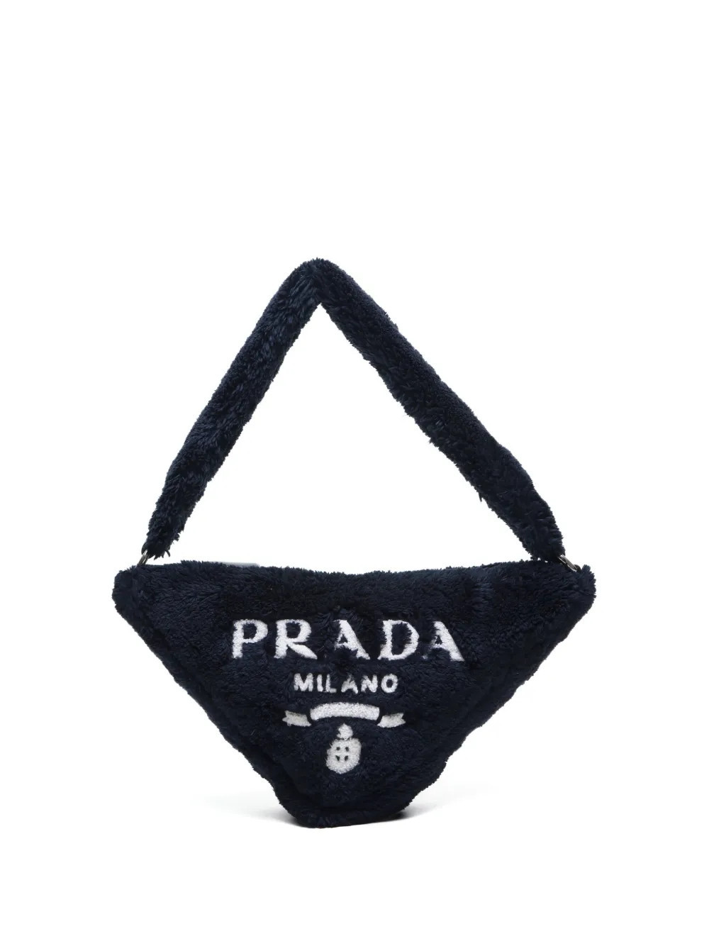 Prada Pre-Owned 2000-2020s terry-cloth triangle shoulder bag - Black | Farfetch Global