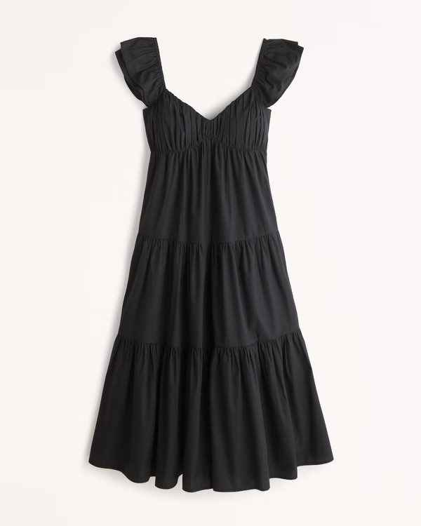 Women's Ruffle Sleeve Poplin Midaxi Dress | Women's Dresses & Jumpsuits | Abercrombie.com | Abercrombie & Fitch (US)