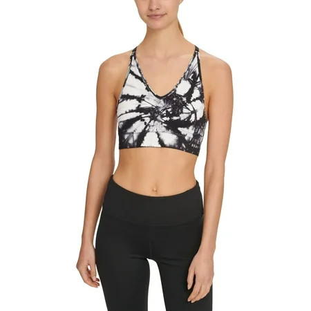 DKNY Womens Seamless Tie Dye Racerback Sports Bra Black Medium | Walmart (US)