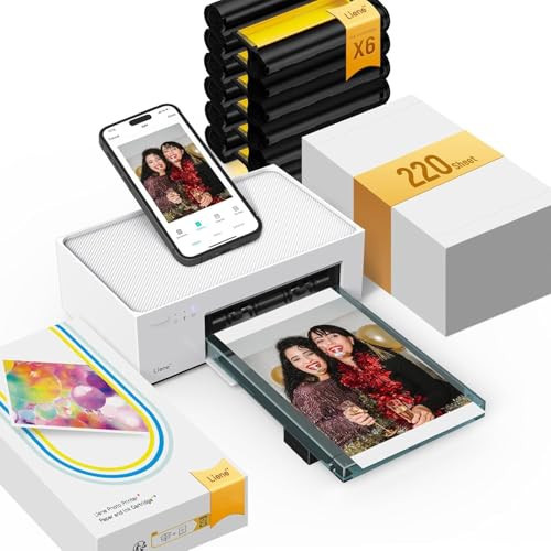 Liene M100 4x6'' Photo Printer Bundle (220 pcs +6 Ink Cartridges), Wi-Fi Picture Printer for iPhone, Android, Smartphone, Computer, Dye-Sublimation, Portable for Home Use | Amazon (US)