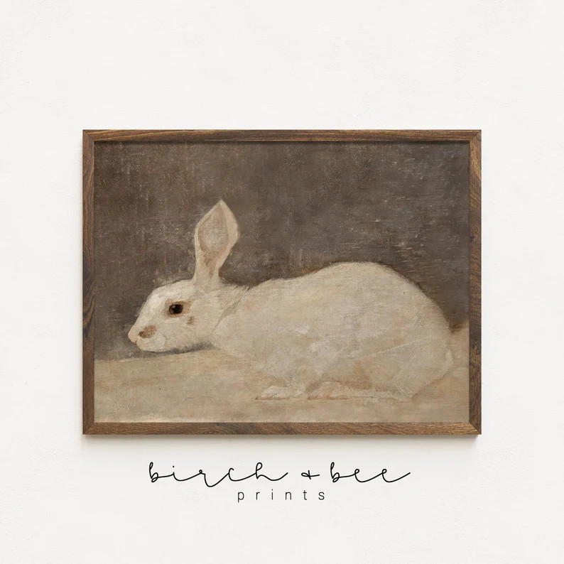 Vintage Rabbit Print  Neutral Nursery Wall Art  Animal - Etsy | Etsy (US)