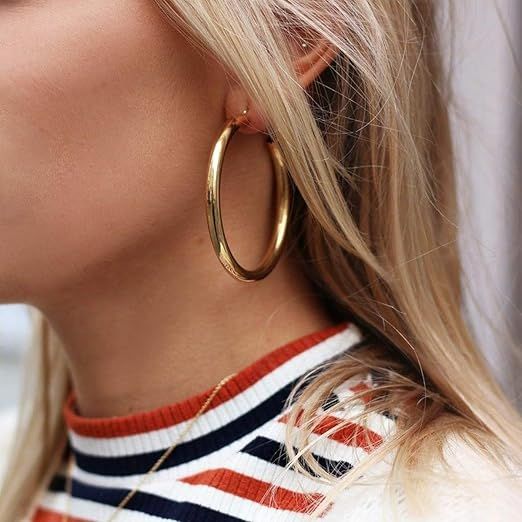 Doubnine Hoop Gold Silver Earrings Dangle Minimalist Women Girls Trendy Everyday Jewelry Gift for... | Amazon (US)