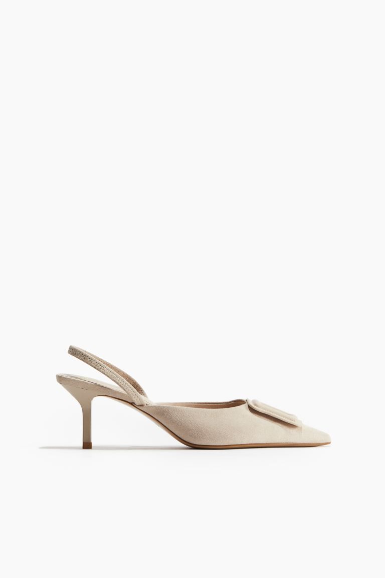 Pointed slingback court shoes - High heel - Light beige - Ladies | H&M GB | H&M (UK, MY, IN, SG, PH, TW, HK)