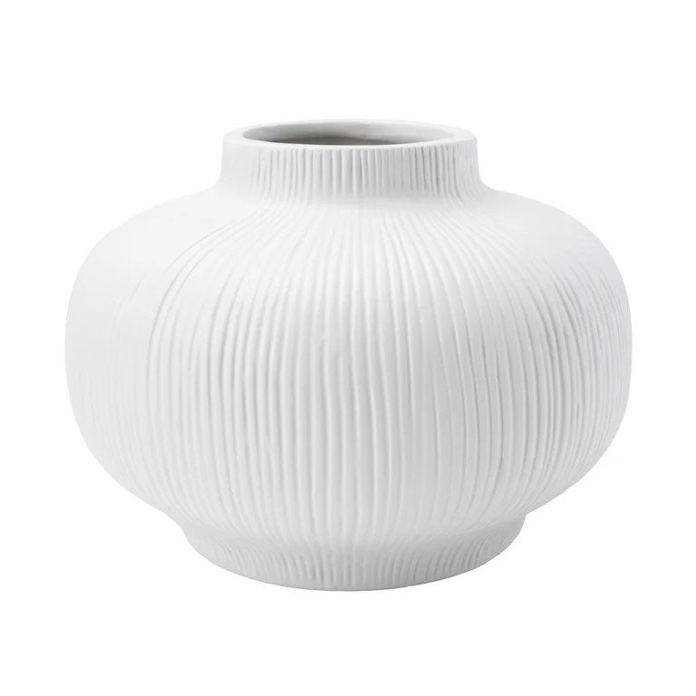 Better Homes & Gardens Soft Curve White Ceramic Decorative Vase, 6" | Walmart (US)