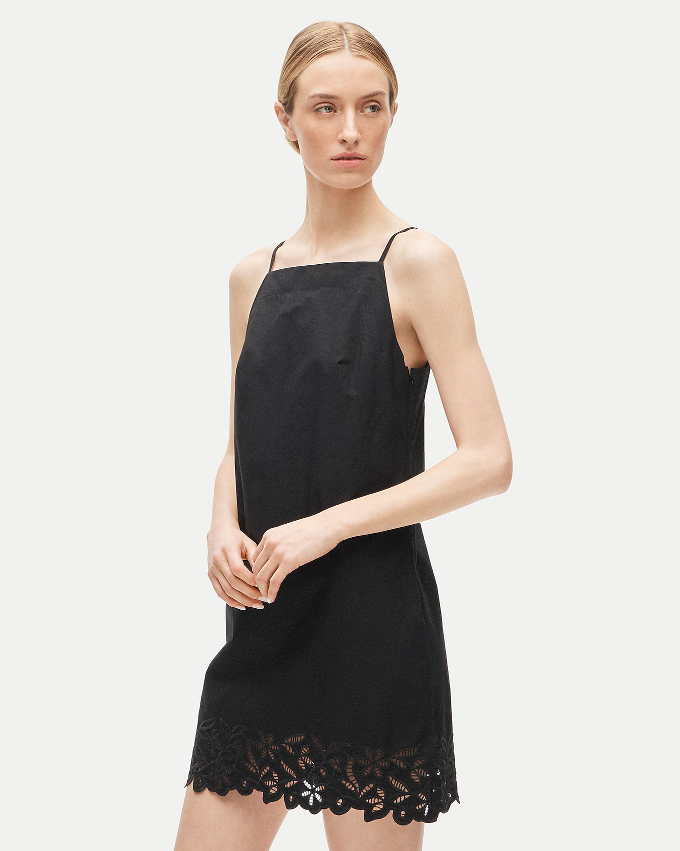 High-squareneck mini dress in cotton poplin | J. Crew US