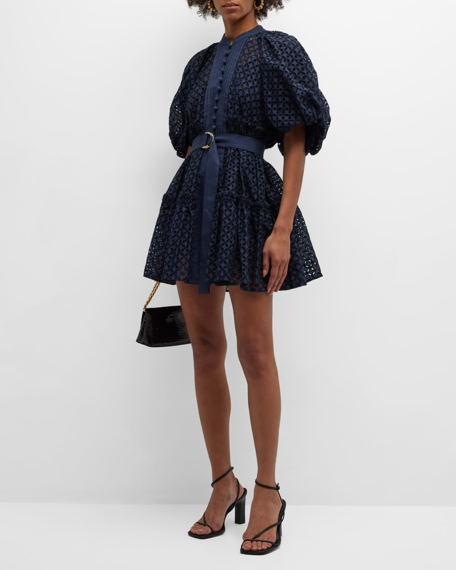 Potters Belted A-Line Mini Dress | Neiman Marcus