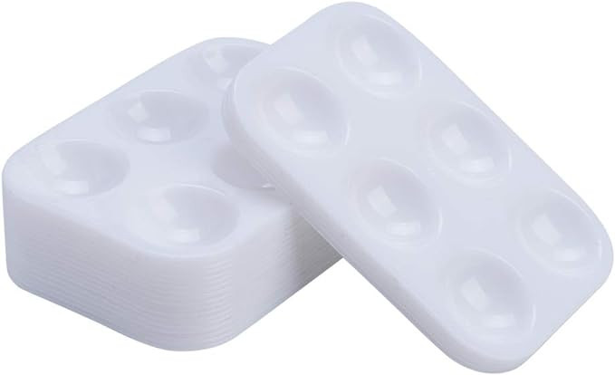 30 PCS White Plastic Paint Palettes 6 Well Rectangular Watercolor Palette Painting Tray for Paint... | Amazon (US)