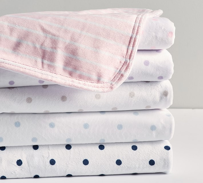 Dot & Stripe Chamois Baby Blanket | Pottery Barn Kids