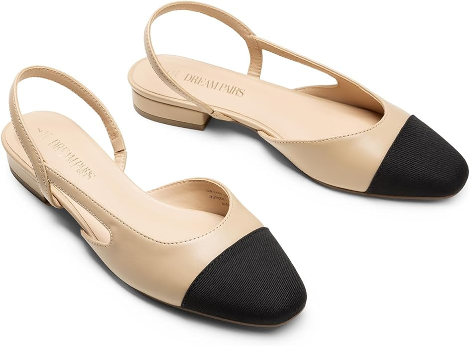DREAM PAIRS Slingback Ballet Flats for Women Square Cap Toe Low Heel Dress Shoes Comfortable Work... | Amazon (US)