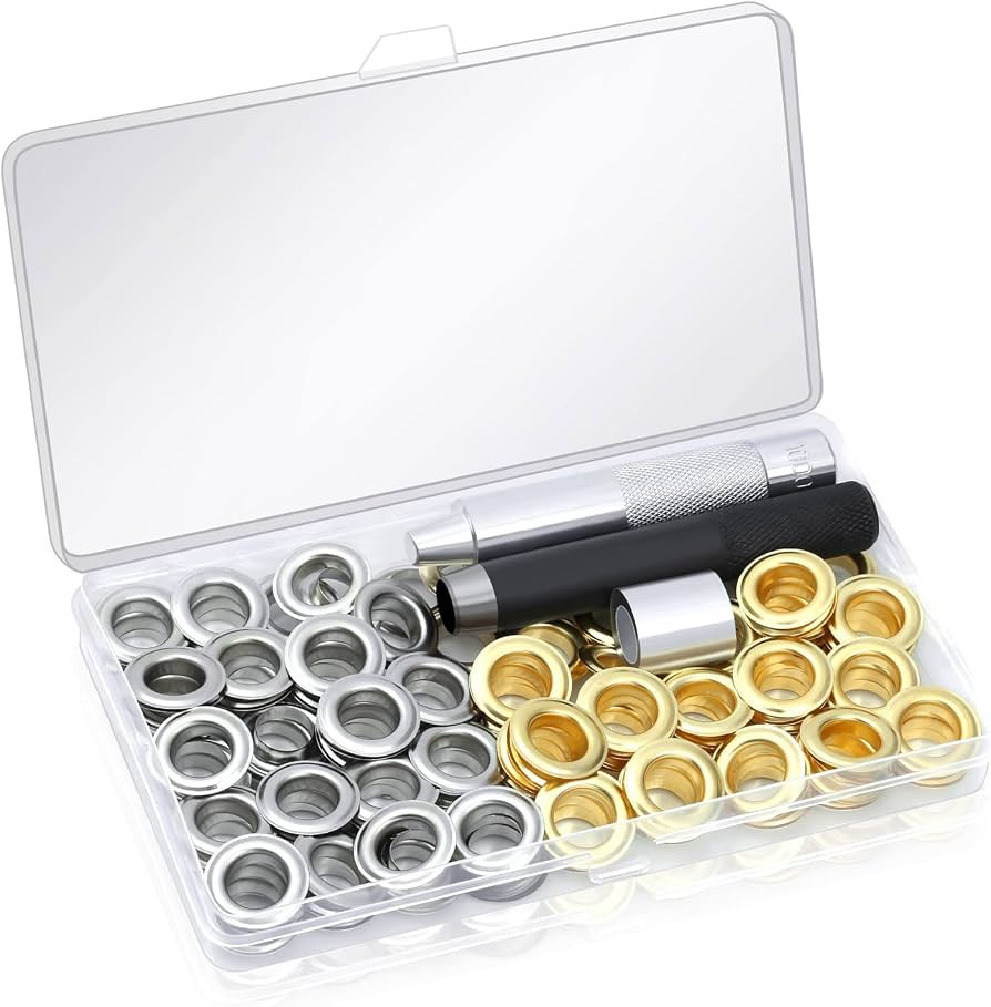 120 Sets Grommet Tool Kit 1/2 Inch, Cridoz Grommet Eyelets Kit with Setting Tools and Storage Box... | Amazon (US)