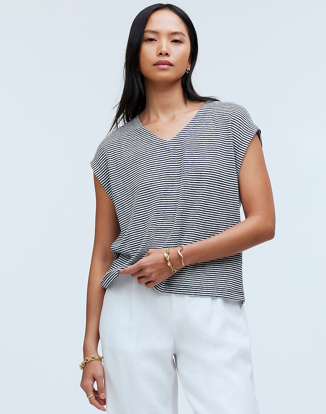 Relaxed V-Neck Tee in Stripe | Madewell