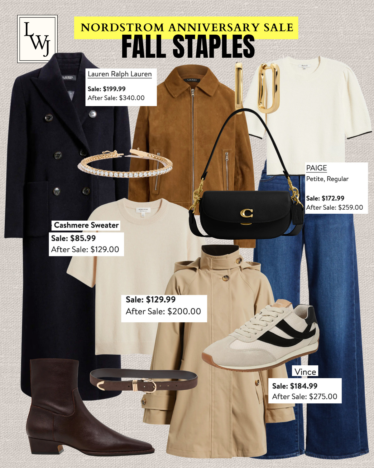 fall staples that are still in-stock in some sizes at the nsale 

nordstrom anniversary sale / nsale / fall staples / fall coats and jackets / cashmere sweater tees / trench coat / paige designer jeans / steve madden booties / vince lifestyle sneakers / coach purse / diamond bracelet

#LTKSeasonal #LTKSaleAlert