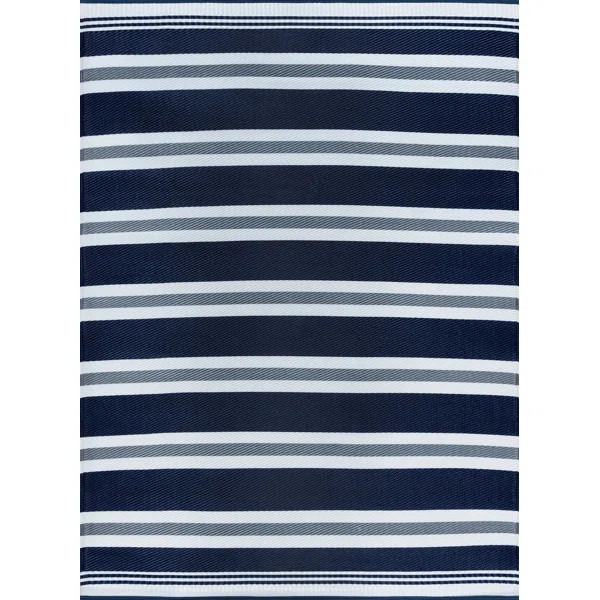 Acle Striped Navy/White Indoor / Outdoor Area Rug | Wayfair Professional