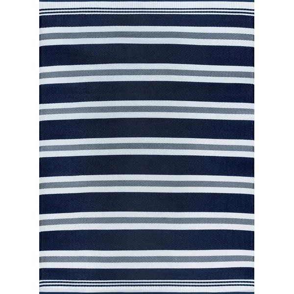 Acle Striped Navy/White Indoor / Outdoor Area Rug | Wayfair Professional