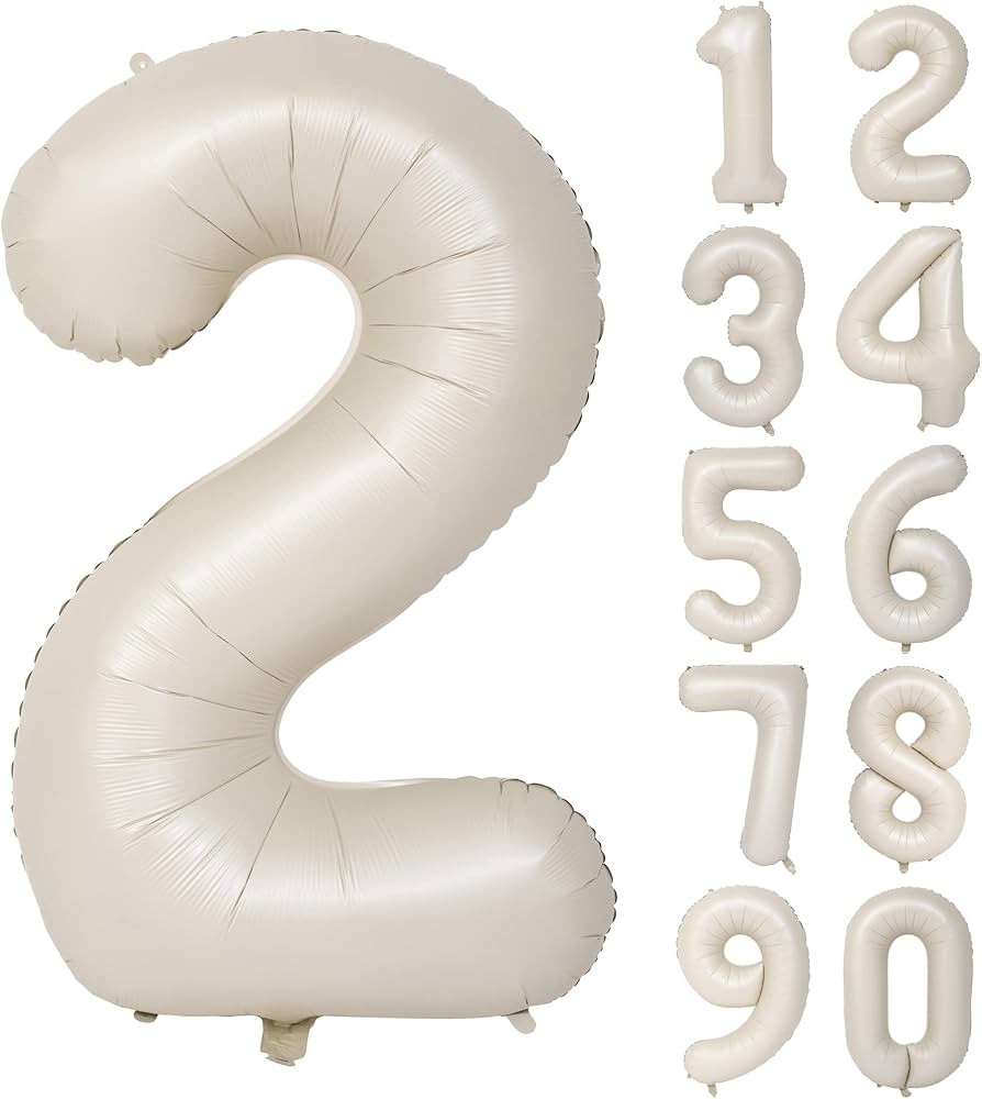 40 In Cream white Number Balloons Helium Foil Mylar Balloon Birthday Party banquet Decoration Dig... | Amazon (US)