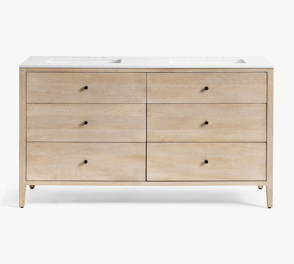 Open Box: Rylee 60"" Double Sink Bathroom Vanity, White Wash *BASE ONLY* | Pottery Barn (US)