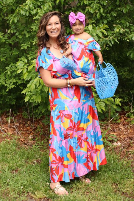 Matching mommy and me vacation outfits / matching summer dresses/ colorful summer dress 