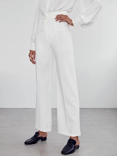 SHEIN Seam Front Solid Tailored Pants | SHEIN