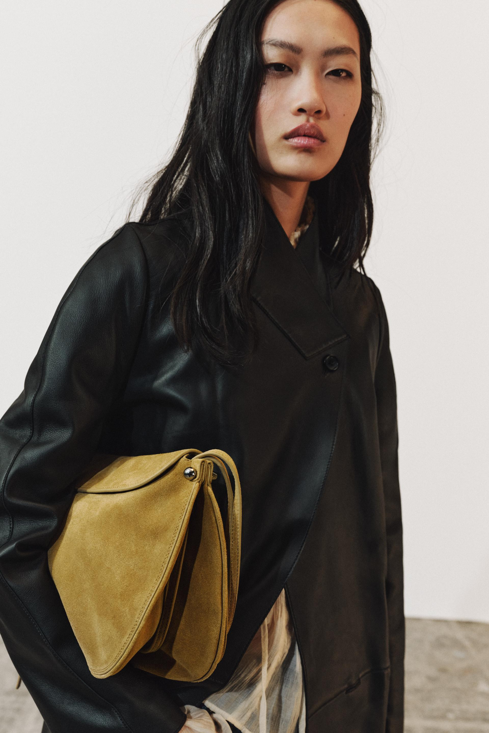 LEATHER CROSSBODY BAG WITH FLAP - Lime Green - ONE SIZE ONLY | Zara US