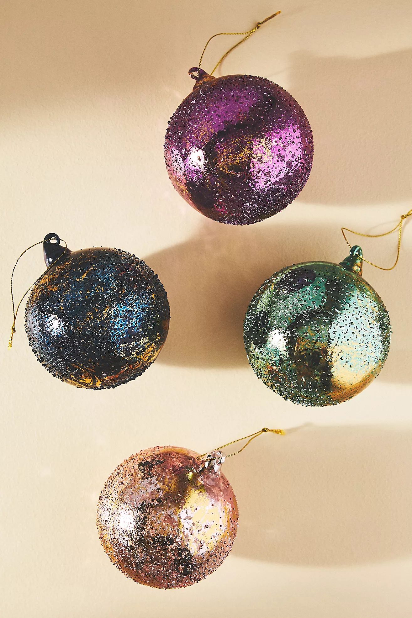 Stubbled Glass Ball Ornaments, Set of 4 | Anthropologie (US)