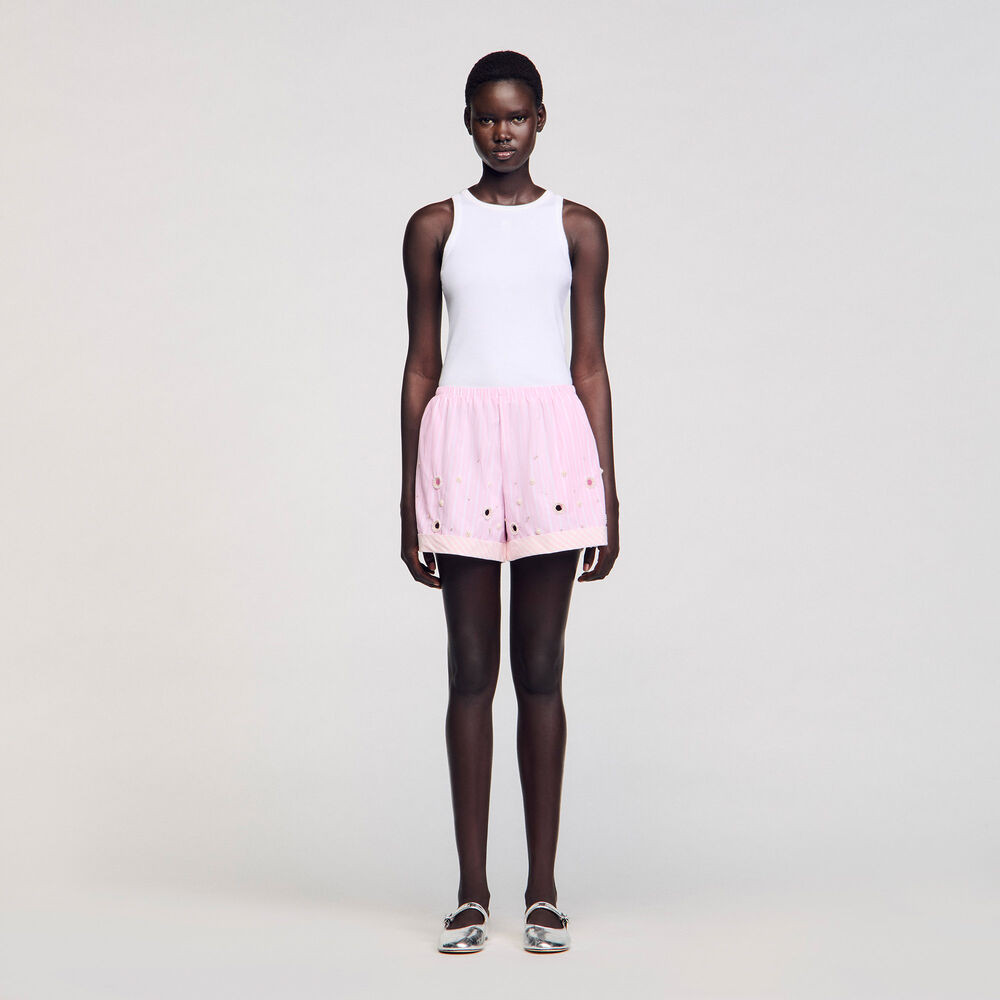 Rhinestone striped shorts | Sandro US | Sandro-Paris US