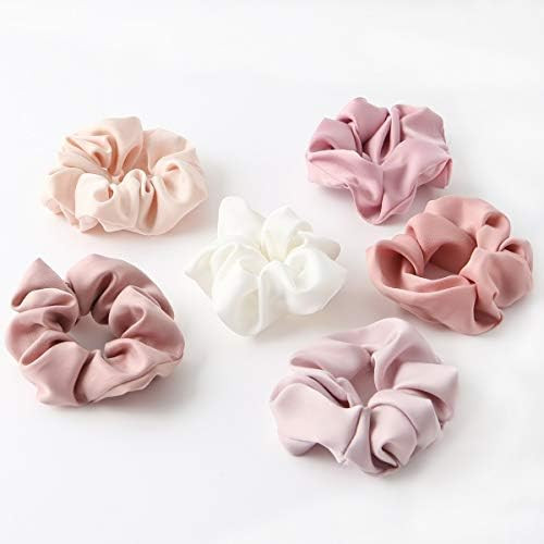 Satin Hair Scrunchies Hair Ties for Women or Girls Pink Hair Scrunchie Ropes Solid Scrunchy Ponyt... | Amazon (US)