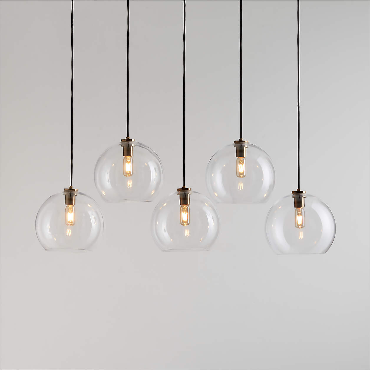Arren Brass 5-Light Linear Pendant with Large Round Clear Glass Shades 40.7" + Reviews | Crate & ... | Crate & Barrel