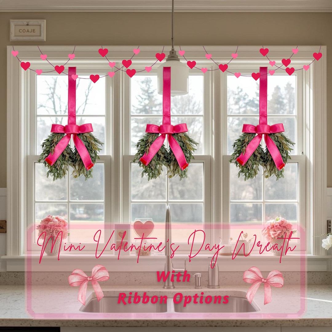 Mini Valentines Day Wreath For Cabinets, Windows | Small Cascading Wreath  | Ribbon Options | Val... | Etsy (US)