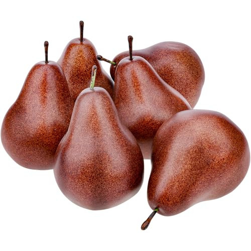Meiwlong 6 Pack Realistic Artificial Brown Pears - Fake Fruit Decor for Home Kitchen, Table Centerpiece, Party Display, Cabinet Shop Decoration,Brown | Amazon (US)
