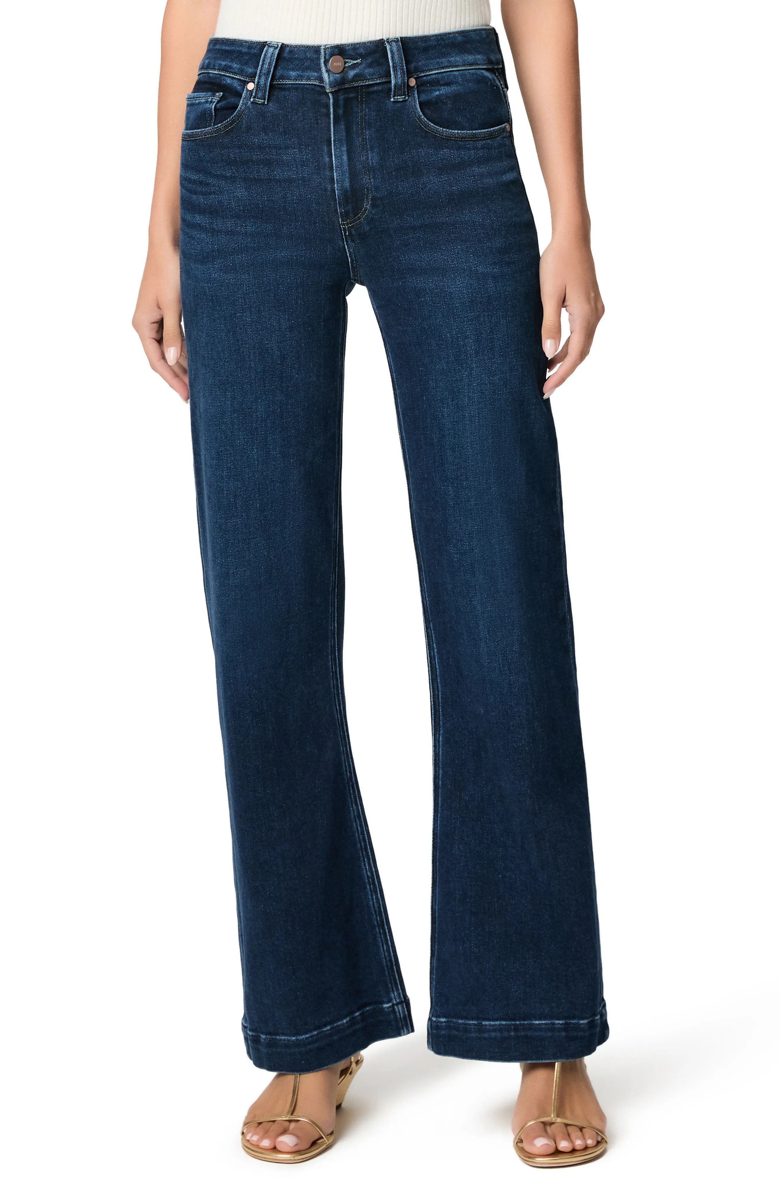 PAIGE Leenah High Waist Wide Leg Jeans in Basilica at Nordstrom, Size 30 | Nordstrom