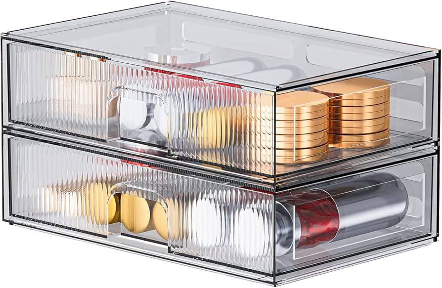 ZHIAI Stackable Storage Drawer, 2 Piece Acrylic Organiser for Cosmetics and Beauty Products, Suit... | Amazon (US)