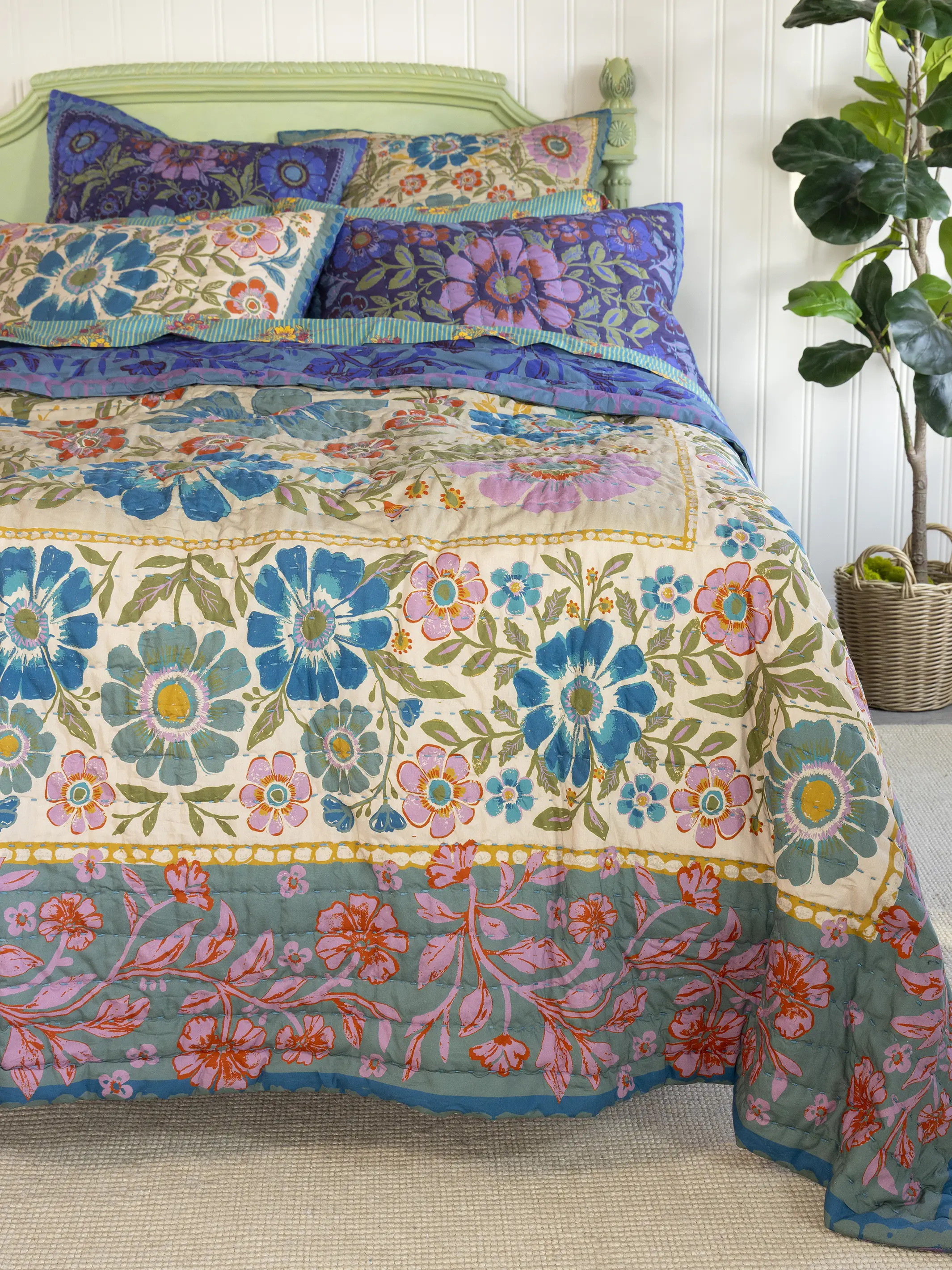 Bungalow Reversible Cotton Quilt - Flower Spell Bandana | Natural Life