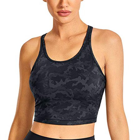 CRZ YOGA Women's Longline Sports Bra Padded Racerback Wireless Yoga Bras Crop Tank Tops Camo Multi 6 | Walmart (US)