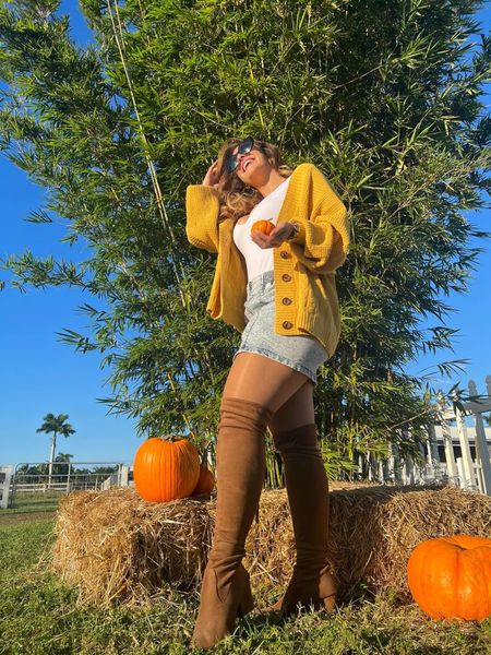 Fall Vibes! Recreate this look - p.s. these boots are the exact ones and are AMAZING and stay up! 

amazon, prime, deal days, amazon ootd, fall ootd, sweater, denim skirt,  boots, over the knee boots, sweater weather, jacinta devlin, styledbyjacinta 

#LTKsalealert #LTKxPrime #LTKstyletip