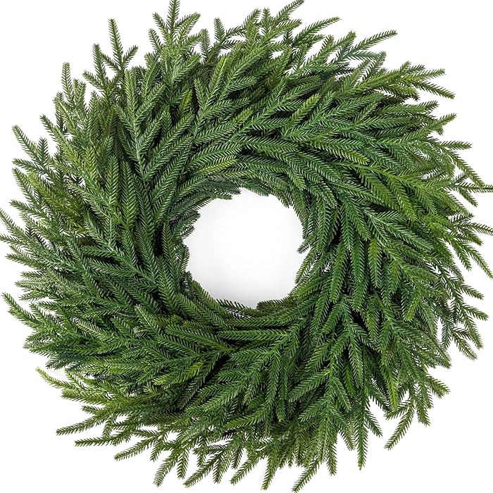 Ouddy Decor 26'' Christmas Norfolk Pine Wreaths for Front Door, Artificial Real Touch Large Chris... | Amazon (US)